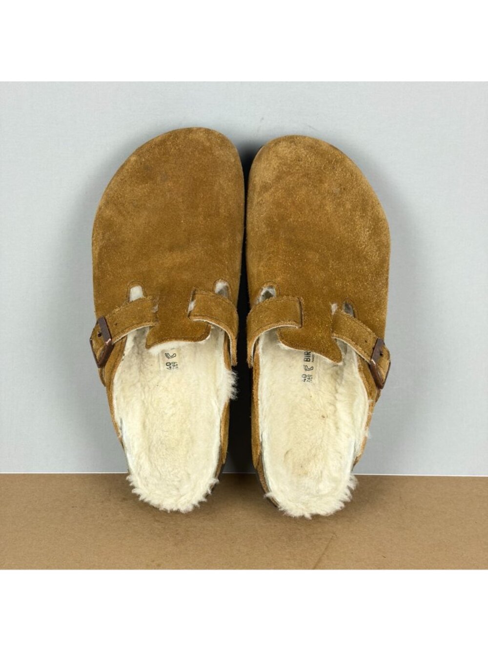 Birkenstock Boston Shearling Lined Clogs Mules Womens 9 Tan Slip On Casual - Picture 9 of 10